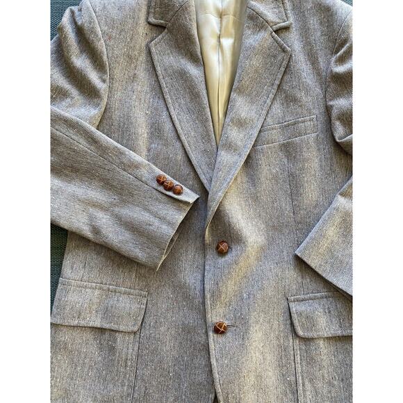 Vtg PENDLETON Men’s Tan Brown Herringbone 2 Button Wool Blazer Jacket Size 40 - Picture 2 of 6
